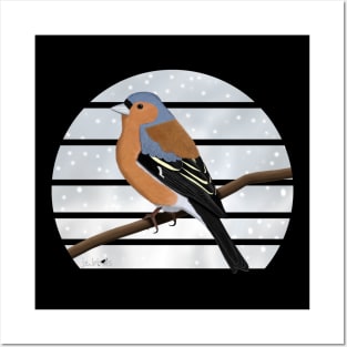 Chaffinch Winter Snow Bird Watching Birding Ornithologist Gift Posters and Art